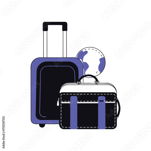Vector art of travel luggage and a globe
