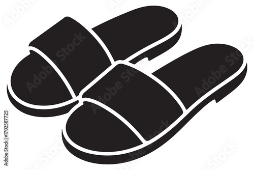 Beach flip flops icon  black silhouette vector
