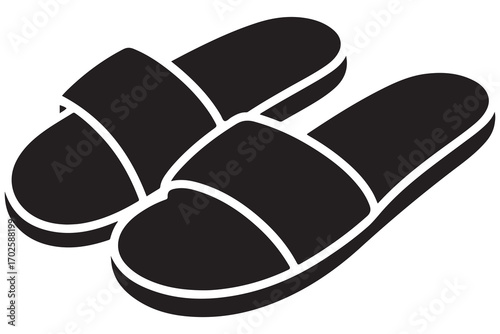 Beach flip flops icon  black silhouette vector
