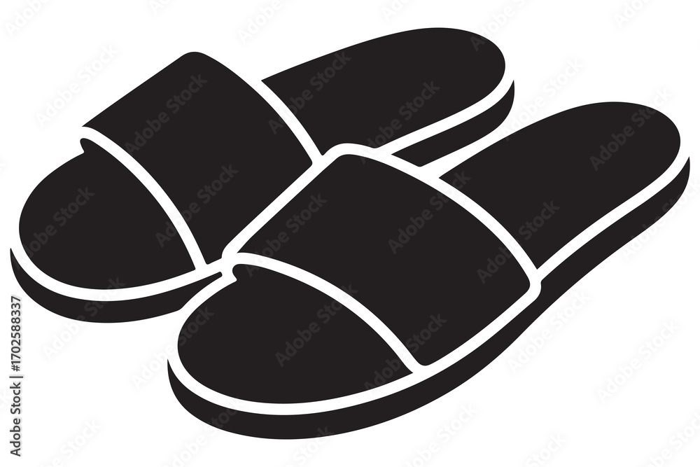 Obraz premium Beach flip flops icon black silhouette vector 