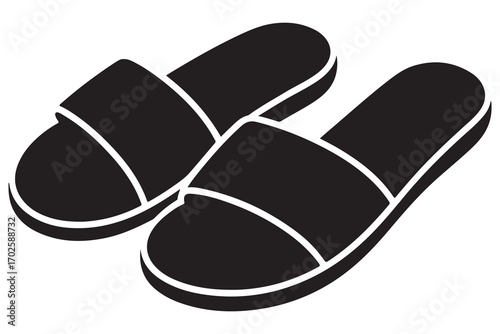 Beach flip flops icon  black silhouette vector
