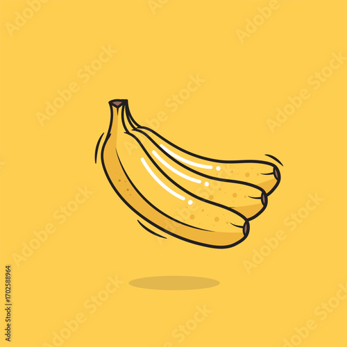 Vector Bunch Of Bananas Peeled Bananas Icon Cartoon Style On Yellow Background Vector Illustration