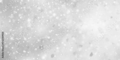 Abstract grayscale depiction of a cosmic nebula, snowfall bokeh background, abstract black snowflake background, Snow realistic falling on black background .