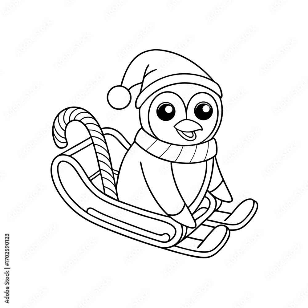 Obraz premium Smiling Penguin Riding Coloring Page