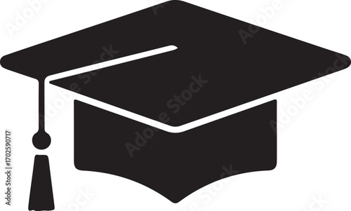 Clean Graduation Cap Icon on White Background — Vector Illustration
