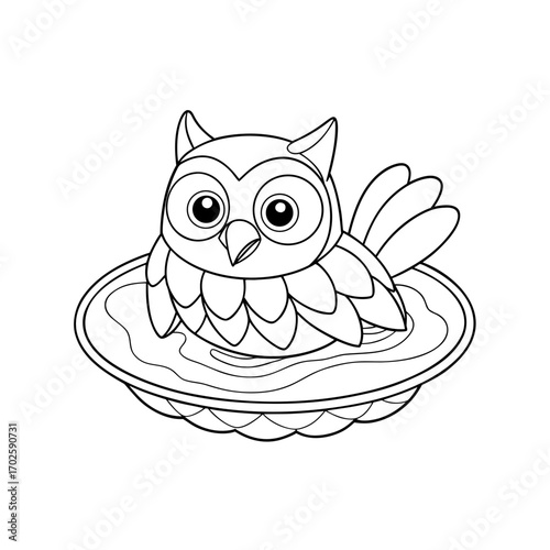 Cheerful Owl Gliding Coloring Page