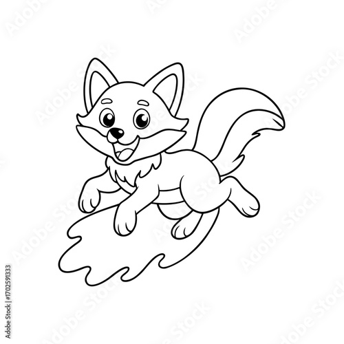 Cheerful Fox Jumping Coloring Page