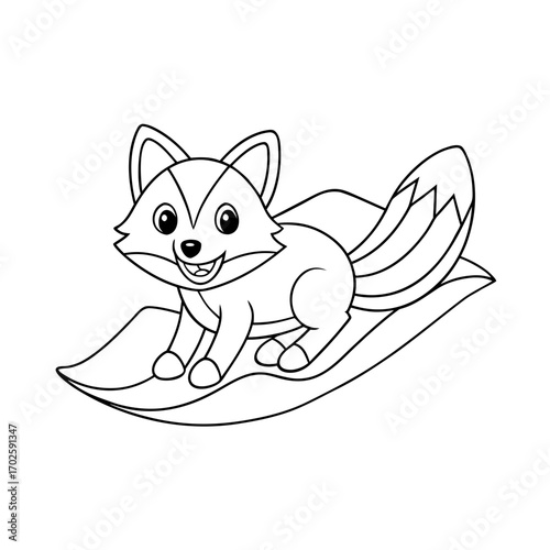 Cheerful Fox Sliding Coloring Page
