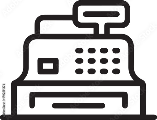 cash register outline icon for retail payment and cashier system