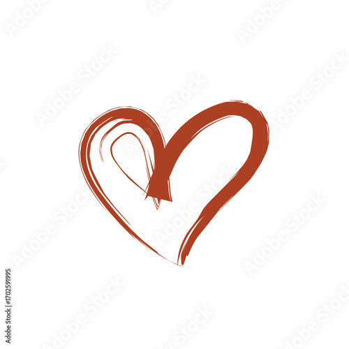A simple, hand-drawn heart outline in a dark red or maroon color.