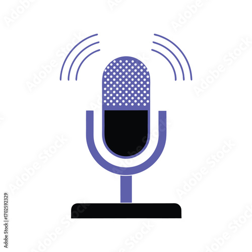 Vector art of modern microphone with sound waves