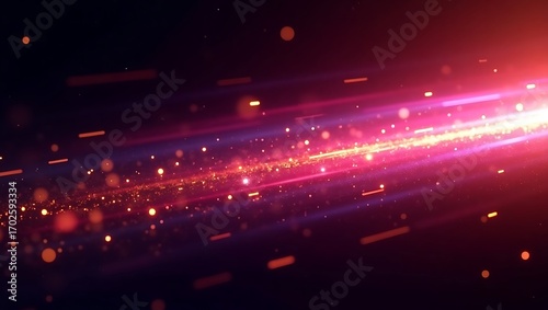 Abstract futuristic light beam. A dynamic and glowing light trail with a motion blur effect. A high-speed concept for technology, energy, and digital data flow. Generative Ai.