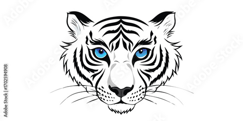 Black Panther with Intense Blue Eyes on Black Background illustration