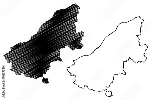 Ruse Province (Republic of Bulgaria, Provinces of Bulgaria) map vector illustration, scribble sketch Rusenska Oblast map