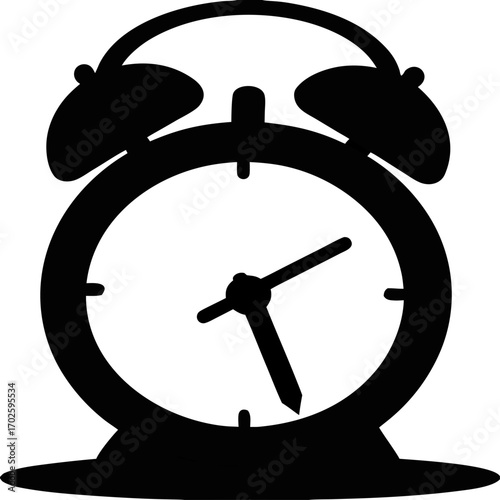 Levitating Alarm Clock Silhouette – Floating Timepiece Vector Illustration, Minimalist Alarm Clock Icon, Futuristic Floating Clock Design, Digital Wake Up Clock Vector