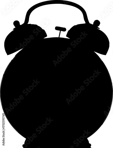 Bold Alarm Clock Silhouette with Outline Numbers Only – Minimalist Vector Icon for Time and Wake Up Concepts, Alarm Clock Silhouette, Bold Outline Clock Icon, Time and Wake Up Vector