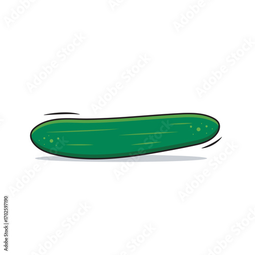 Vector Whole Fresh Green Cucumber Cartoonist Style Cucumber On White Background Vector Illustration