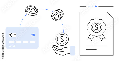 Wallpaper Mural Credit card transfers coins into a hand, representing finance, payment security, and certification. Ideal for banking, fintech, digital transactions, online shopping, payment gateways saving tips Torontodigital.ca