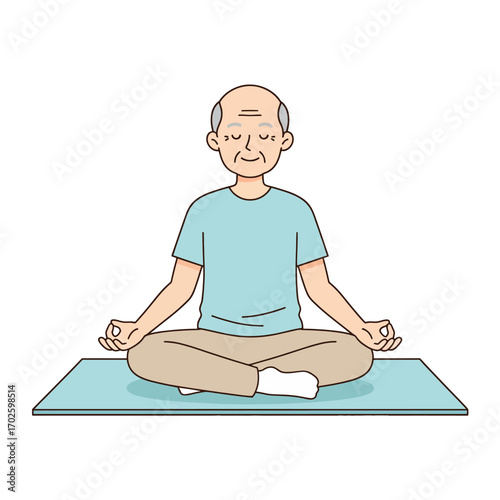 Elderly Man Yoga Pose