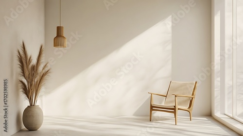 Beautiful Apartment, Sofa, Chair, Dining Table wall Mockup Interior design of modern living room