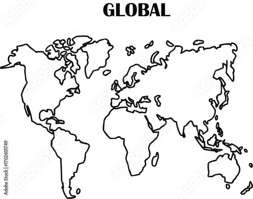 Global Continents Outline Icon Collection  Geography and Travel Vector