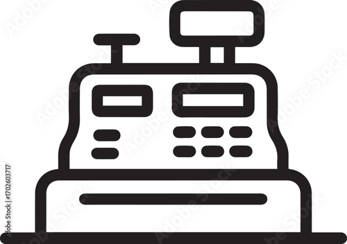 vintage cash register outline icon for retail store and payment system