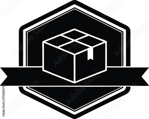 Package with label vector icon.