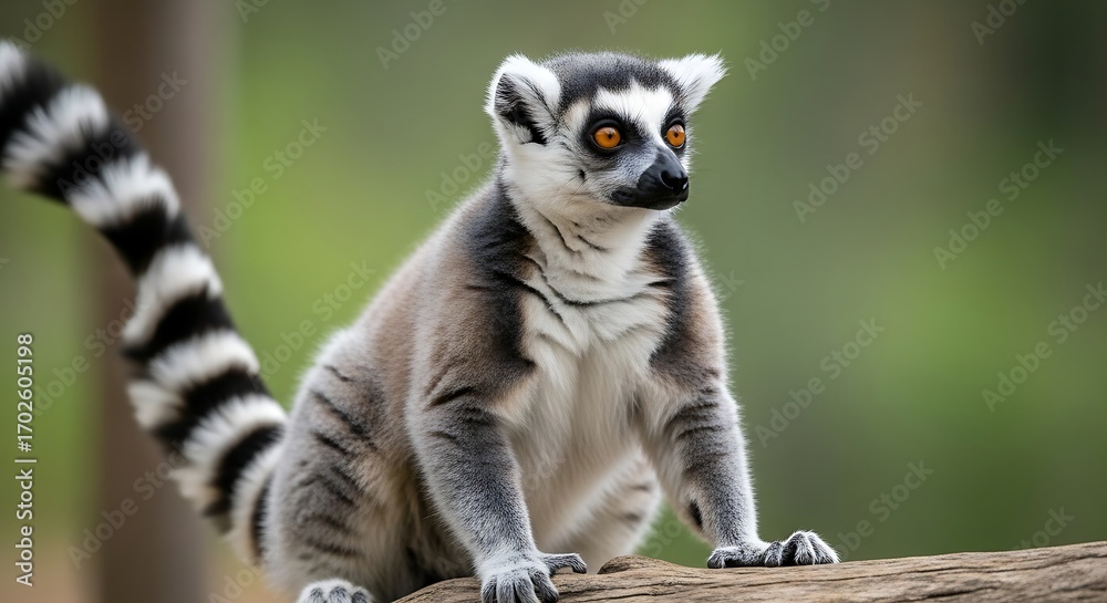 Fototapeta premium Ring tailed lemur sitting on a branch.