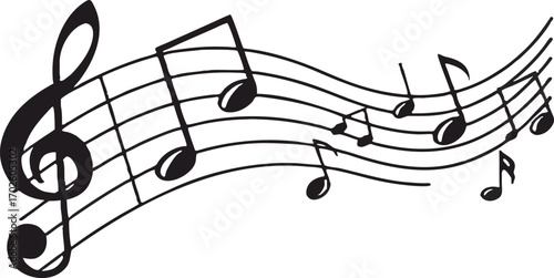 Collection of common musical notation symbols and elements for graphic design projects