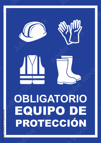 Rótulo establecimiento comercial obligatorio usar el equipo de protección