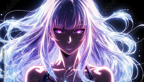 幻想的に輝く女性