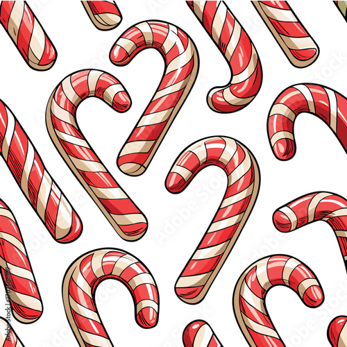 Christmas candy cane seamless pattern