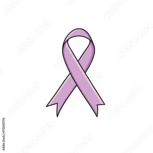 Lavender Satin Ribbon All Cancer Awareness World Cancer Day On White Background Vector Illustration