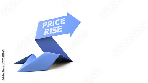 Free Download Blue arrow pointer on white background. Price rise. Text. Copy space. 3D rendering. Illustration. - GFXLoad