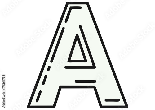 Stylized letter "A" in bold outline design with light color background and copy space