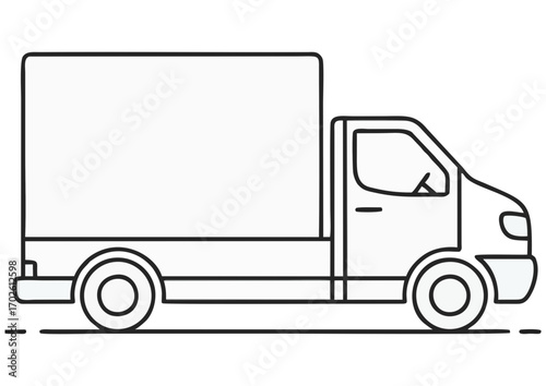 Delivery truck outline with large cargo space for transportation concept and copy space