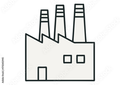 Stylized industrial factory outline with smokestacks for manufacturing concept and copy space
