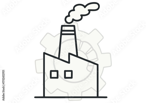 Stylized industrial factory outline with smokestacks for manufacturing concept and copy space
