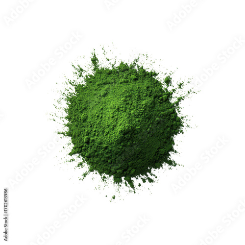 Aerial View of Matcha Powder Explosion on Black Background