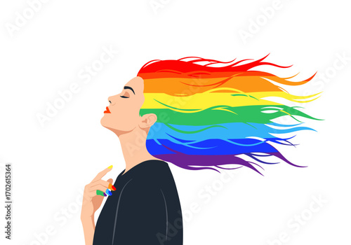 Vibrant rainbow hair captures the spirit of joyful expression and uniqueness