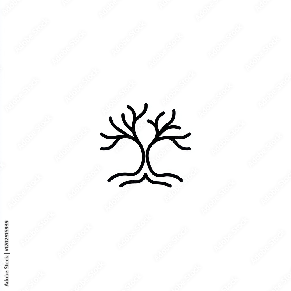 Obraz premium Simple line art tree silhouette