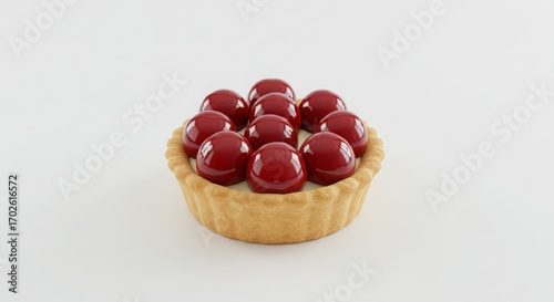 mini cherry pie on a clean white surface for a minimalist dessert or pastry presentations