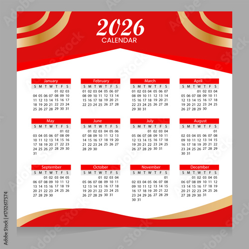 2026 new year calendar template
