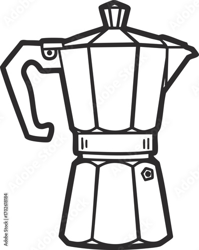 Italian stovetop espresso maker moka pot coffee maker vector illustration for cafe design