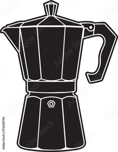 Italian stovetop espresso maker moka pot coffee maker vector illustration for cafe design