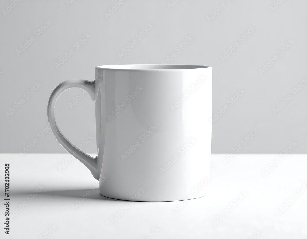 Obraz premium White mug on a white surface