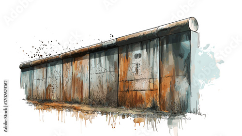 Berlin Wall Memorial. Berlin Wall Memorial watercolor vector illustration