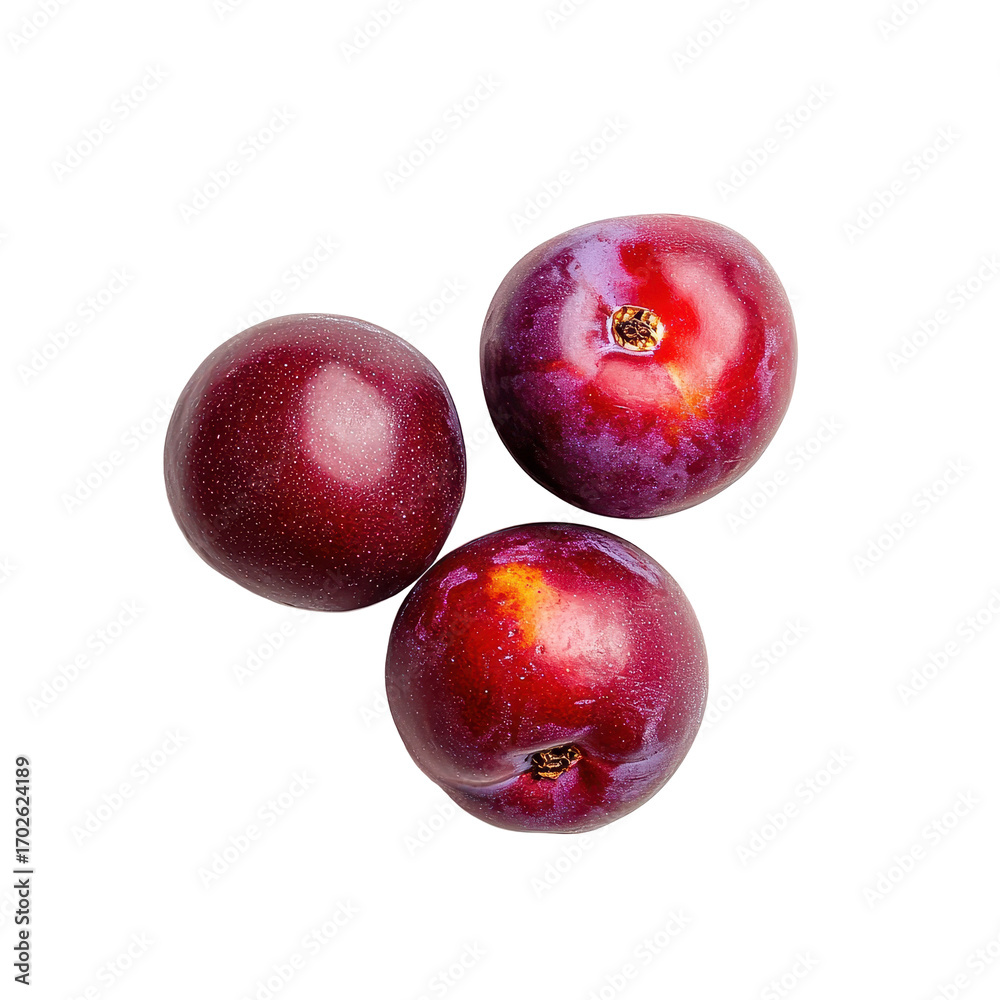 Obraz premium Plum, Juicy and Vibrant The Sweet Allure and Nutritional Goodness of a Perfectly Ripe Plum, isolated on transparent background