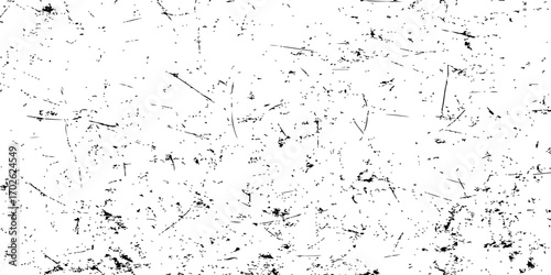 Abstract monochrome texture with dirty paint drops and grunge splashes on a white background