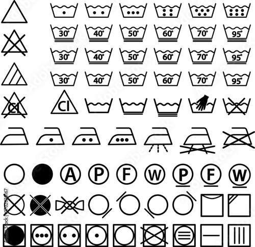 a set of icons - symbols for the care of textiles, vector drawing
